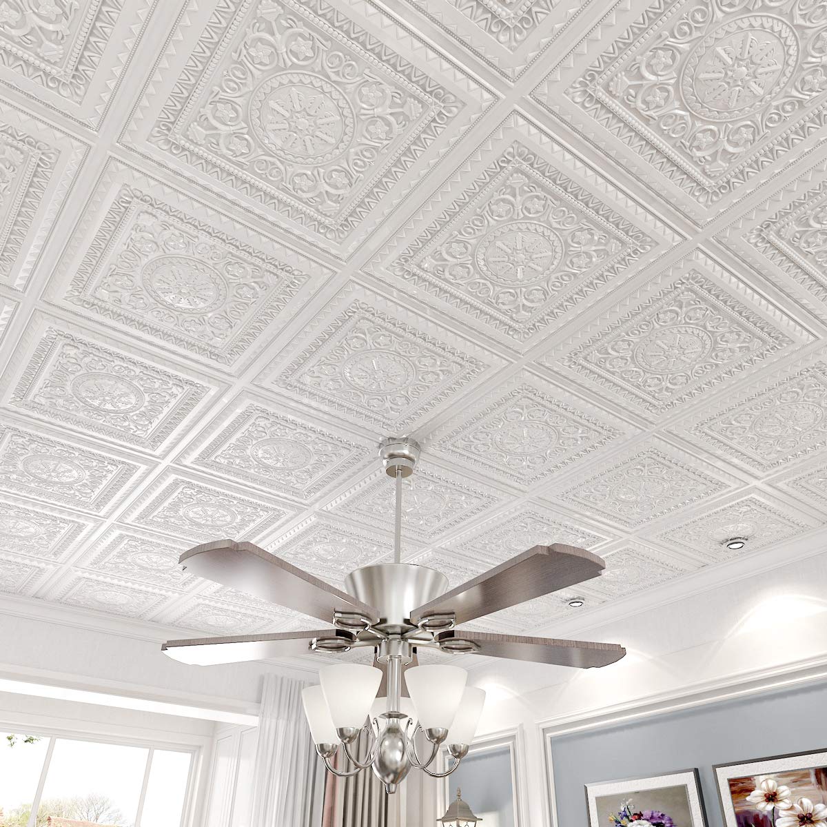 Decorative drop ceiling tiles