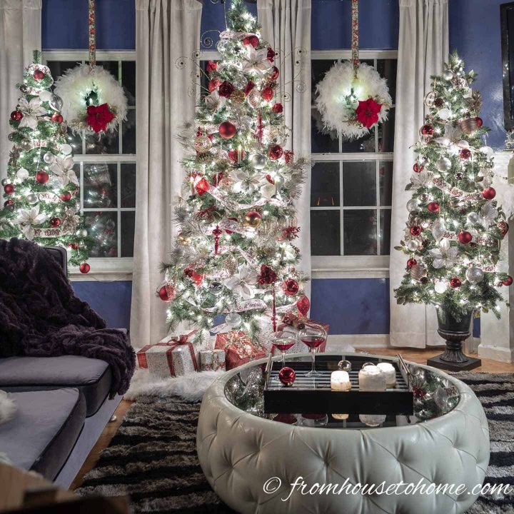 Red and white christmas decorations